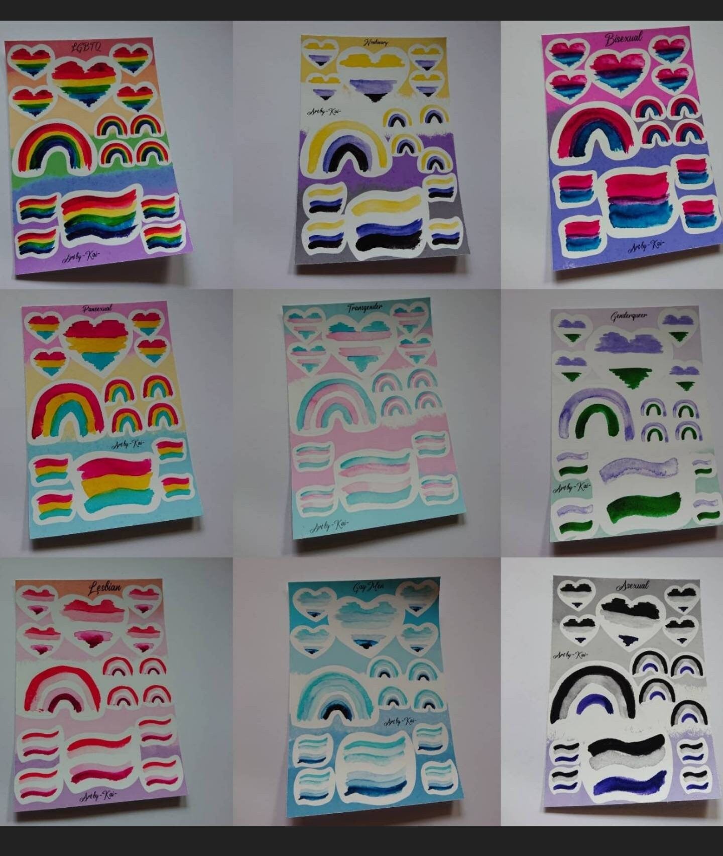 Postkarten, Buttons, Sticker und Sets LGBTQ, Lesbian, Trans, Gay, Bi, Pan, Nonbinary, Genderqueer