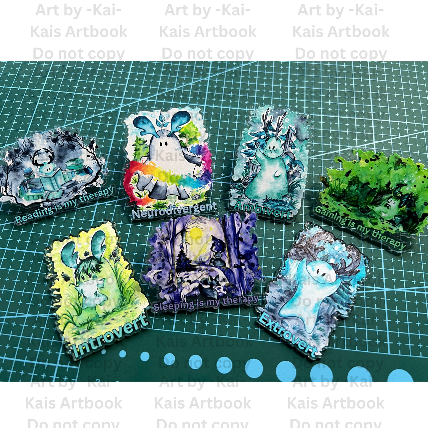 Keychain, Pin, Tasse, Postkarte, oder Sticker - What is your Therapy - Reading, Sleeping, Gaming, Cosplay, Needlework, Nature, Music, Art, I Love Animals