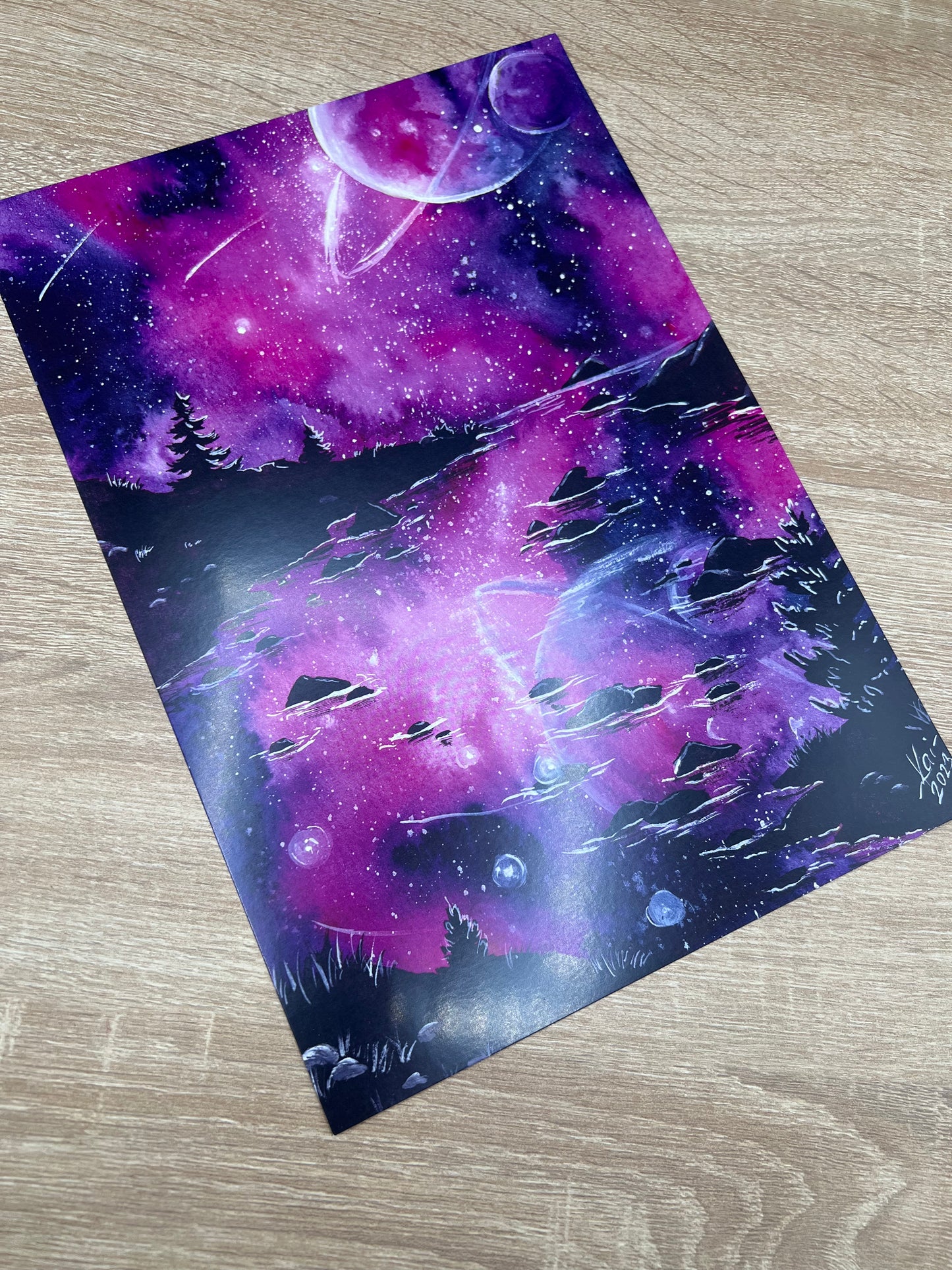 Poster A4 - Fantasy Galaxy Landschaften - NO AI