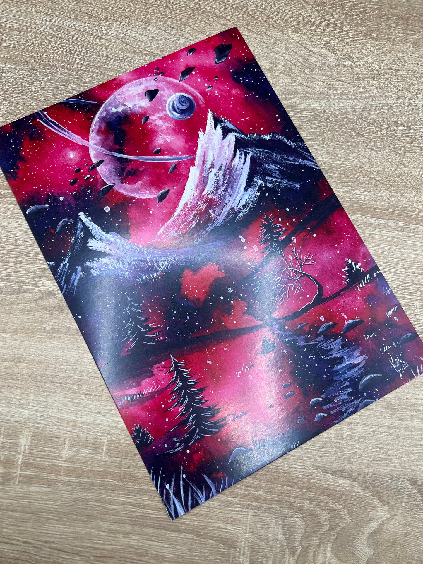 Poster A4 - Fantasy Galaxy Landschaften - NO AI