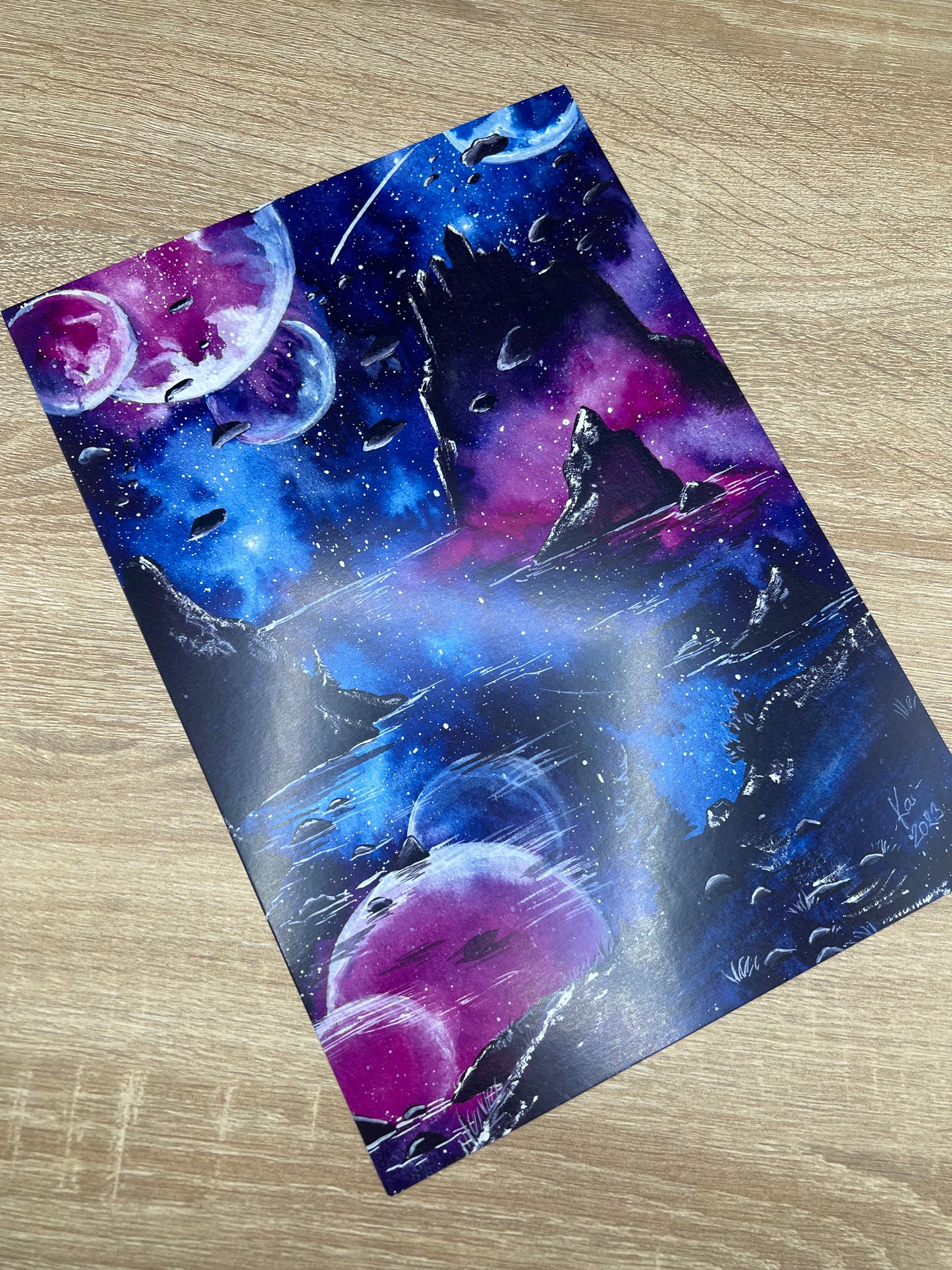 Poster A4 - Fantasy Galaxy Landschaften - NO AI
