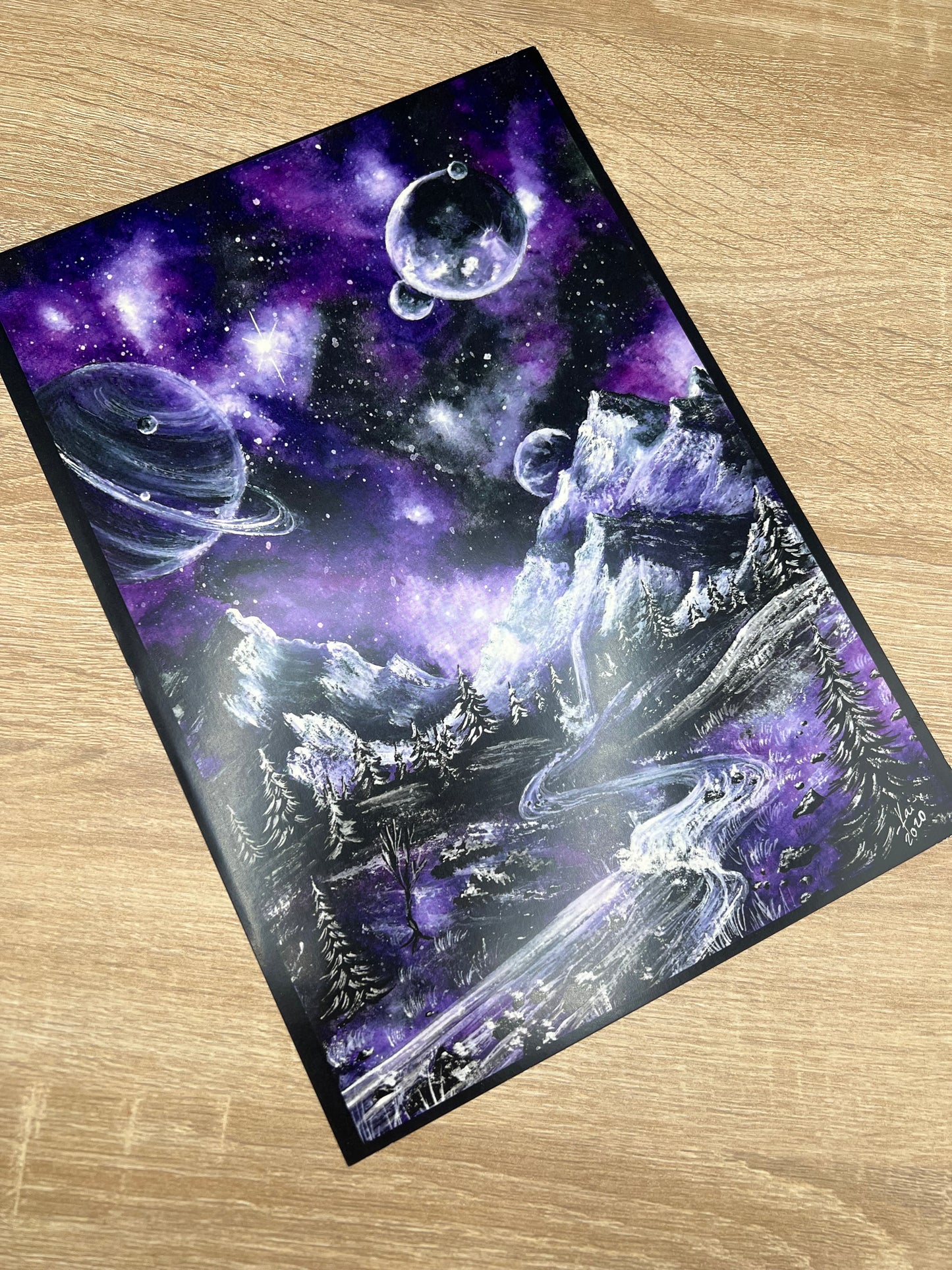Poster A4 - Fantasy Galaxy Landschaften - NO AI