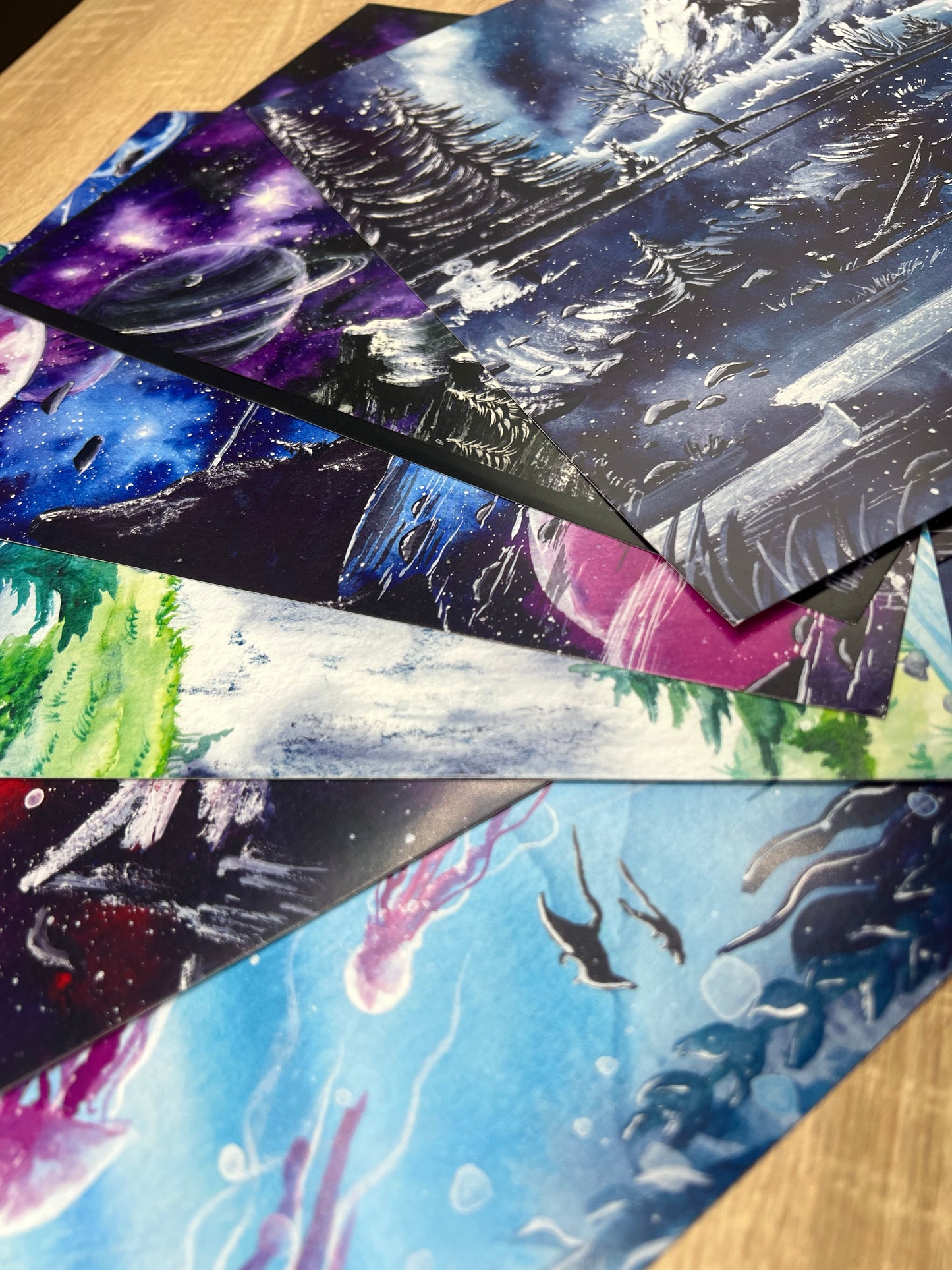 Poster A4 - Fantasy Galaxy Landschaften - NO AI