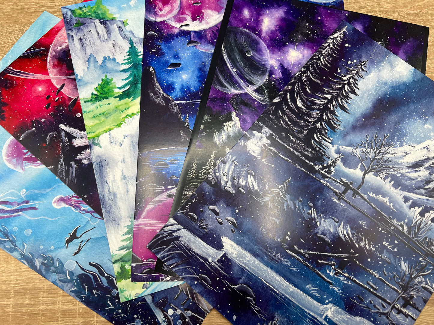 Poster A4 - Fantasy Galaxy Landschaften - NO AI