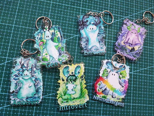 Keychain, Pin, Postkarte oder Sticker - Neurodivergent, Introvert, Extrovert, Ambivert, Millenial, Boomber, Gen X, Gen Z, Gen Alpha, Neurotypisch